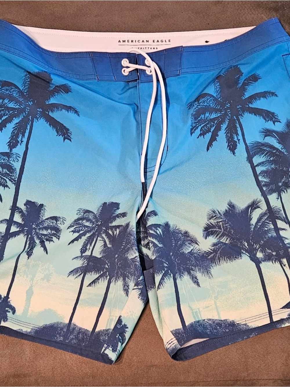 American Eagle Outfitters Large Blue Gradient Palm-Print Board Shorts